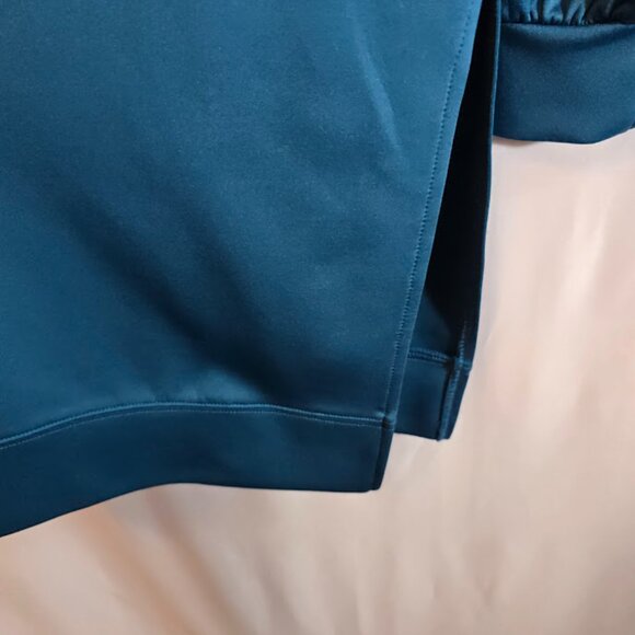 DONNEZ MOI HOODED ATHLETIC TOP LONG LENGTH SIDE SLITS NWOT TEAL SIZE M-L - Picture 4 of 9